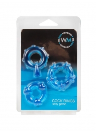 Набор из 3 синих эрекционных колец с различным рельефом - Erowoman-Eroman - в Керчи купить с доставкой