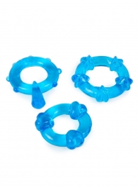Набор из 3 синих эрекционных колец с различным рельефом - Erowoman-Eroman - в Керчи купить с доставкой