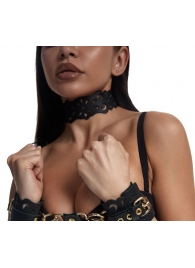 Черный ажурный чокер с золотистой фурнитурой - Crazy Handmade - купить с доставкой в Керчи