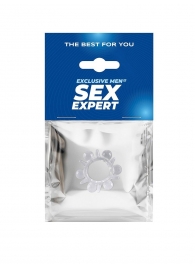 Прозрачное эрекционное кольцо с шариками и шипами - Sex Expert - в Керчи купить с доставкой