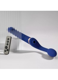 Синий безремневой страпон Multi Orgasm Bendable Strap-On size XL с клиторальной стимуляцией - Strap-on-me - купить с доставкой в Керчи