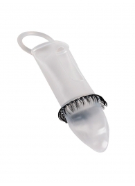 Закрытая насадка на пенис с подхватом мошонки и стимулирующими «ресничками» - Sextaz - в Керчи купить с доставкой