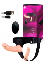 Женский страпон с 2 насадками, вибрацией и пультом ДУ - Erowoman-Eroman - купить с доставкой в Керчи