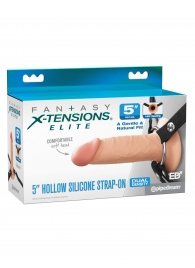 Телесный пустотелый фаллопротез 5’’ Hollow Silicone Strap-On - 14 см. - Pipedream - купить с доставкой в Керчи