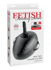 Черный надувной мяч с платформой для фиксации дилдо Body Dock Inflatable Love Ball - Pipedream - купить с доставкой в Керчи