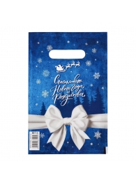 Сине-белый подарочный новогодний пакет с вырубной ручкой (20х30 см) - Сима-Ленд - купить с доставкой в Керчи