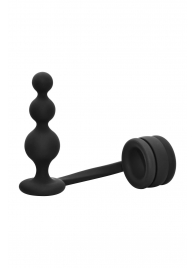 Черное эрекционное кольцо с анальной елочкой Cockring With Beaded Anal Plug - Dream Toys - в Керчи купить с доставкой
