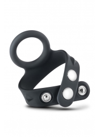 Черное эрекционное кольцо с подхватом мошонки на кнопках VS6 - Blush Novelties - в Керчи купить с доставкой