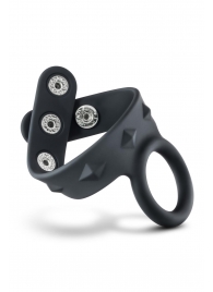 Черное эрекционное кольцо с подхватом мошонки на кнопках VS6 - Blush Novelties - в Керчи купить с доставкой