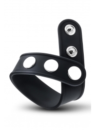 Черное эрекционное кольцо на кнопках - Blush Novelties - в Керчи купить с доставкой