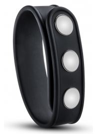 Черное эрекционное кольцо на кнопках - Blush Novelties - в Керчи купить с доставкой