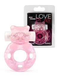 Розовое эрекционное виброкольцо в форме мишки - 1137 - в Керчи купить с доставкой