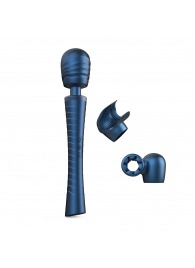 Синий вибромассажёр с насадками Man.wand Edgy - Manwan - в Керчи купить с доставкой