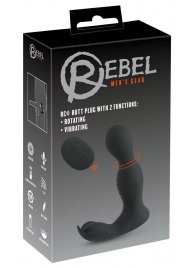 Черная анальная пробка с вибрацией, вращением и пультом ДУ RC Butt Plug with 2 Functions - Orion - в Керчи купить с доставкой