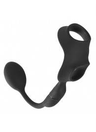 Черное виброкольцо с анальной пробкой Cock Ring with RC Butt Plug - Orion - в Керчи купить с доставкой