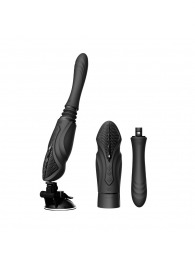 Черная секс-машина с функцией нагрева, насадками и присоской Sesh - Zalo - купить с доставкой в Керчи