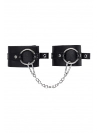 Черные оковы из толстой кожи с люверсами - Pecado - купить с доставкой в Керчи