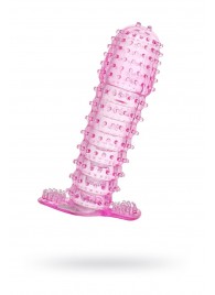 Гелевая розовая насадка с шипами - 12 см. - Toyfa Basic - в Керчи купить с доставкой