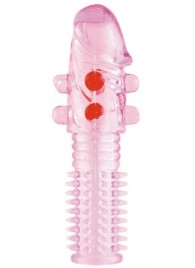 Гелевая розовая насадка с шариками и шипами - 14 см. - ToyFa - в Керчи купить с доставкой