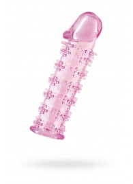 Гелевая розовая насадка на фаллос с шипами - 12 см. - Toyfa Basic - в Керчи купить с доставкой