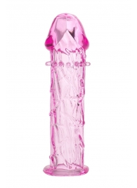 Гладкая розовая насадка с усиками под головкой - 12,5 см. - Toyfa Basic - в Керчи купить с доставкой