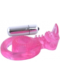 Розовая вибронасадка со стимулятор клитора   Язычок - Toyfa Basic - в Керчи купить с доставкой
