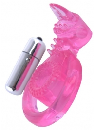 Розовая вибронасадка со стимулятор клитора   Язычок - Toyfa Basic - в Керчи купить с доставкой