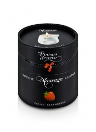 Массажная свеча с ароматом клубники Bougie de Massage Gourmande Fraise - 80 мл. - Plaisir Secret - купить с доставкой в Керчи