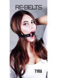 Чёрный кожаный чокер-кляп Tyra Black - Rebelts - купить с доставкой в Керчи