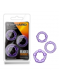 Набор из 3 фиолетовых эрекционных колец Stay Hard Beaded Cockrings - Blush Novelties - в Керчи купить с доставкой