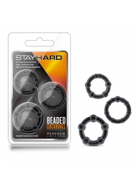 Набор из 3 чёрных эрекционных колец Stay Hard Beaded Cockrings - Blush Novelties - в Керчи купить с доставкой