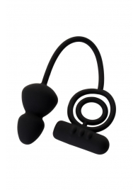 Чёрное эрекционное кольцо с вибростимулятором и анальным хвостом - Erotist Adult Toys - в Керчи купить с доставкой