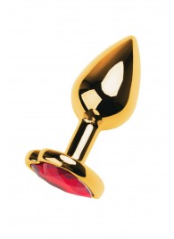 Золотистая анальная пробка с кристаллом-сердцем - 7,5 см. - ToyFa - купить с доставкой в Керчи