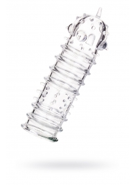 Прозрачная насадка на пенис TOYFA A-Toys с ребрами и точками - 15,3 см. - A-toys - в Керчи купить с доставкой