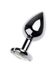 Серебристая анальная пробка с прозрачным кристаллом-сердцем - 8 см. - ToyFa - купить с доставкой в Керчи