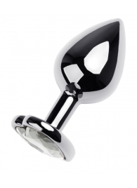 Серебристая анальная пробка с прозрачным кристаллом-сердцем - 8 см. - ToyFa - купить с доставкой в Керчи