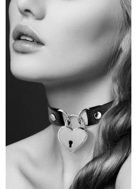 Черный чокер с замком в форме сердца - Bijoux Pour Toi - купить с доставкой в Керчи