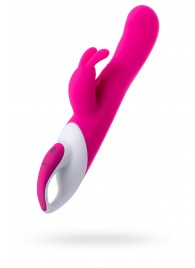 Розовый вибратор с клиторальным стимулятором ELLY с подогревом - 21,5 см. - JOS