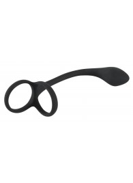 Эрекционное кольцо с утяжкой на мошонку и анальным плаг Black Velvets - Orion - в Керчи купить с доставкой