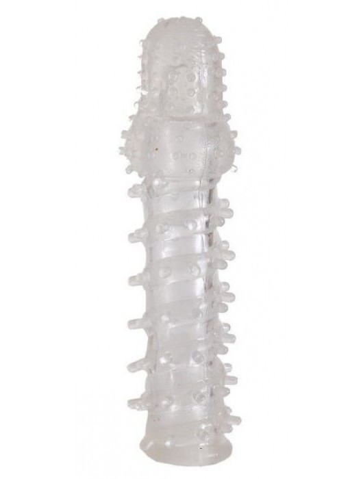 Прозрачная, закрытая насадка с шипами и точками - 13,5 см. - Toyfa Basic - в Керчи купить с доставкой