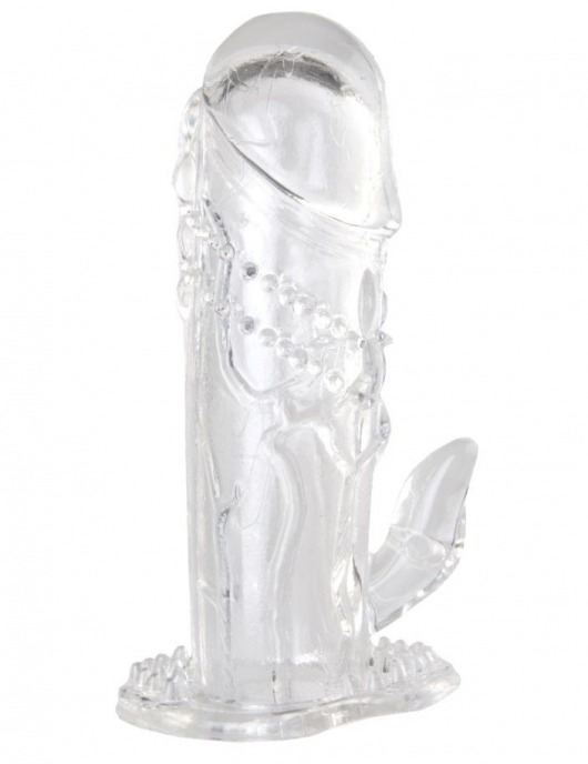 Прозрачная гелевая насадка с клиторальным отростком - 13 см. - Toyfa Basic - в Керчи купить с доставкой