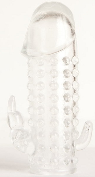 Гелевая прозрачная насадка с 2 отростками - 13 см. - Toyfa Basic - в Керчи купить с доставкой