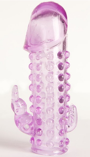 Закрытая фиолетовая насадка с 2 отростками - 13 см. - Toyfa Basic - в Керчи купить с доставкой