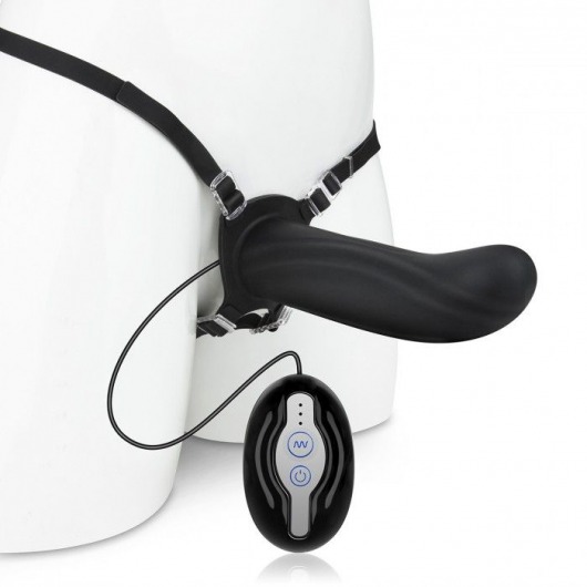 Черный страпон с вибратором Mojo Ghia - Seven Creations - купить с доставкой в Керчи