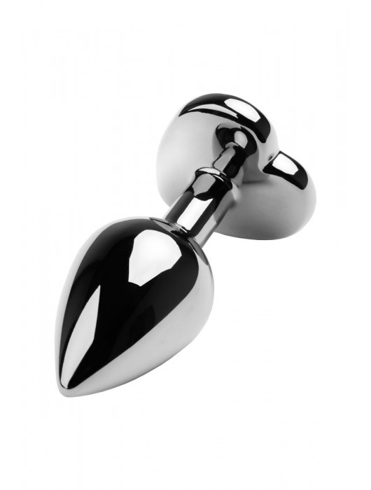 Серебристая коническая анальная пробка с красным кристаллом-сердечком - 7 см. - ToyFa - купить с доставкой в Керчи