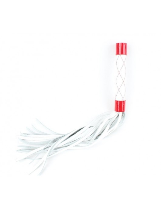 Бело-красная плеть средней длины с ручкой - 44 см. - БДСМ Арсенал - купить с доставкой в Керчи