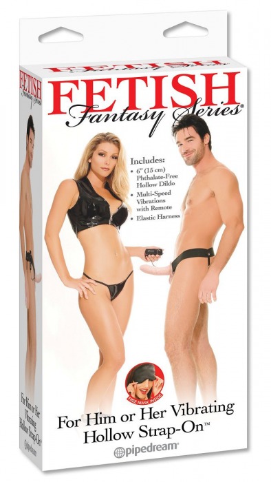Полый страпон унисекс телесного цвета с вибрацией For Him or Her ​Vibrating Hollow Strap-On - 15 см. - Pipedream - купить с доставкой в Керчи