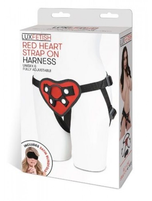 Трусики с красным сердечком для страпона - Lux Fetish - купить с доставкой в Керчи