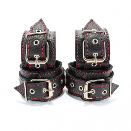 Черный бондажный набор с красной строчкой - БДСМ Арсенал - купить с доставкой в Керчи