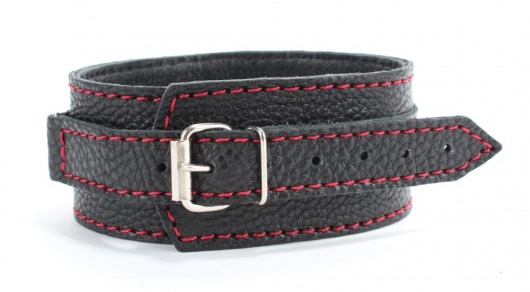 Черный ошейник из натуральной кожи с шипами - БДСМ Арсенал - купить с доставкой в Керчи